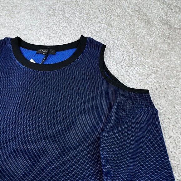 Sanctuary Blue Tweed Cold Shoulder Sweater Top - Picture 5 of 6